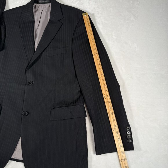 Hugo Boss Pasolini Movie US Blazer Men Size 40R Gray Striped 100% Wool Made USA - Picture 6 of 12